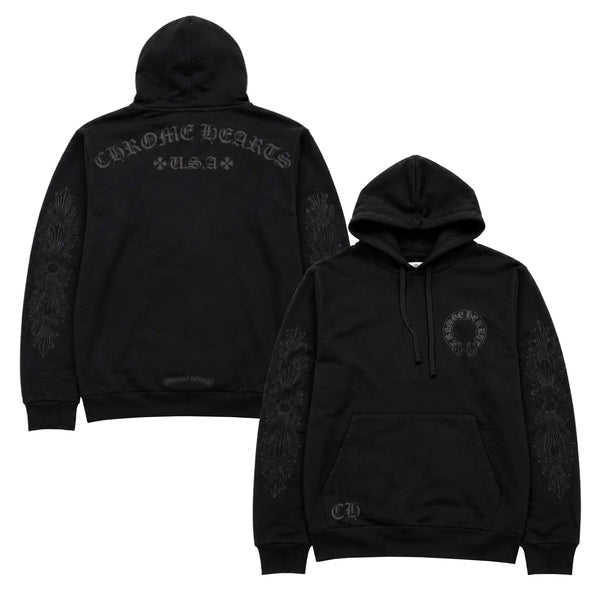 【XS～Sサイズ】 CHROME HEARTS / クロムハーツ オンライン限定 フローラル クロス バック アーチ ロゴ フーディー floralcrsarhlxs