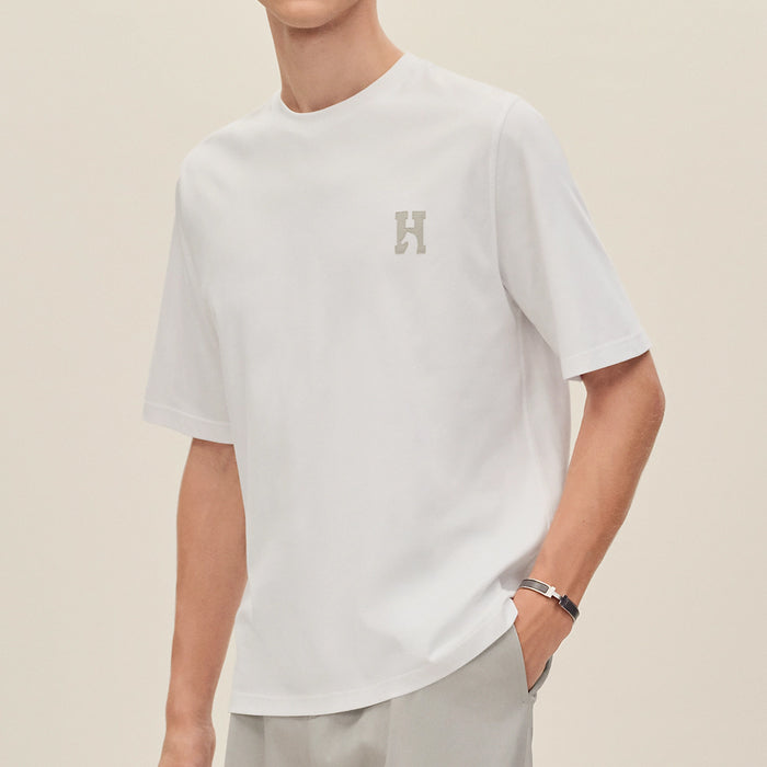 HERMES H'CHEVAL T-SHIRT WITH LEATHER DETAIL│エルメス Tシャツ