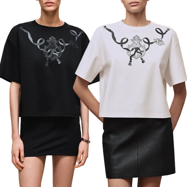 HERMES / エルメス Tシャツ ボクシーフィット カルトゥッシュ レディース H6E4638DC h6e4638dc9034