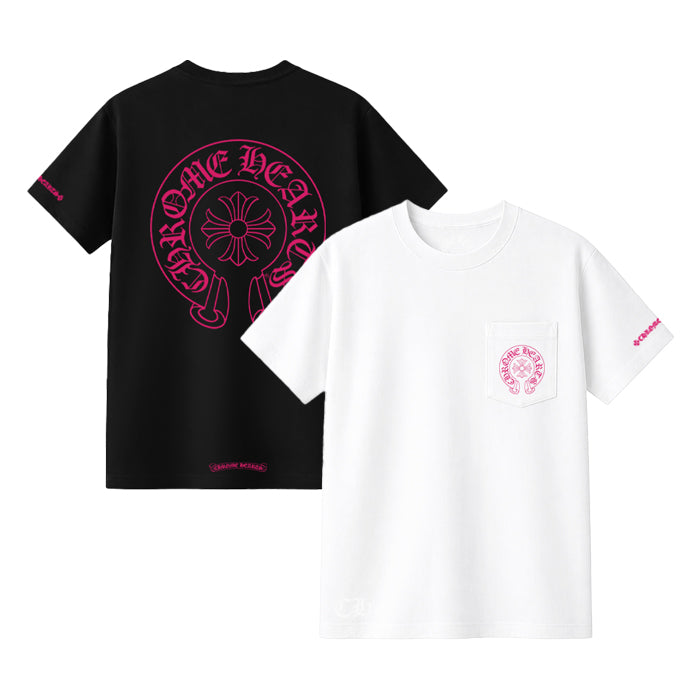 サ*廷様 CHROME HEARTS ホースシューピンクロゴTシャツ CHROME HEARTS / クロムハーツ ピンク シューホース Tシャツ