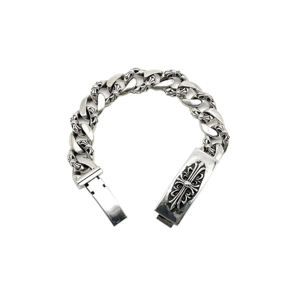 CHROME HEARTS / クロムハーツ フローラルクロス IDブレスレット ファンシーチェーン 13リンク idbracflcr