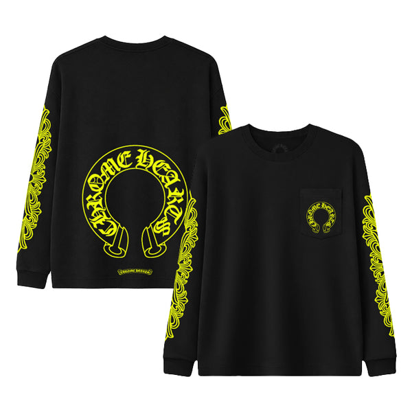 CHROME HEARTS / クロムハーツ ネオン イエロー シューホース ロングスリーブ Tシャツ neonyellowhorlt