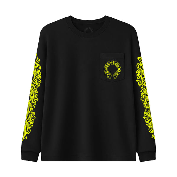 CHROME HEARTS / クロムハーツ ネオン イエロー シューホース ロングスリーブ Tシャツ neonyellowhorlt