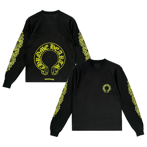 CHROME HEARTS / クロムハーツ ネオン イエロー シューホース ロングスリーブ Tシャツ neonyellowhorlt