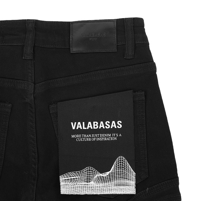 VALABASAS / ヴァラバサス パッチフェード ブラック スキニー パンツ pachfade