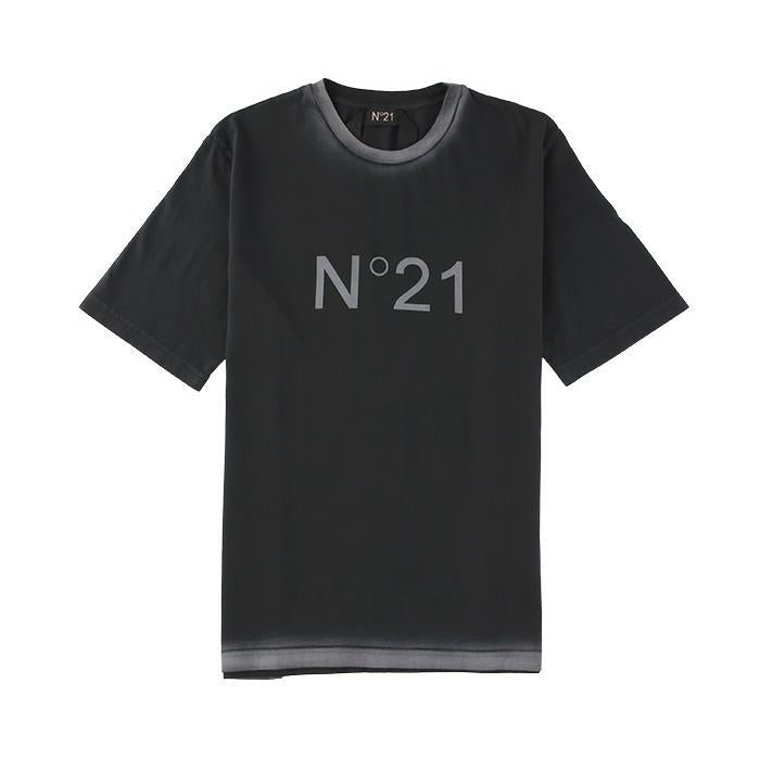 N°21 numero ventuno / ヌメロ ヴェントゥーノ ロゴ プリント アシッド ウォッシュ Ｔシャツ メンズ 30123suf