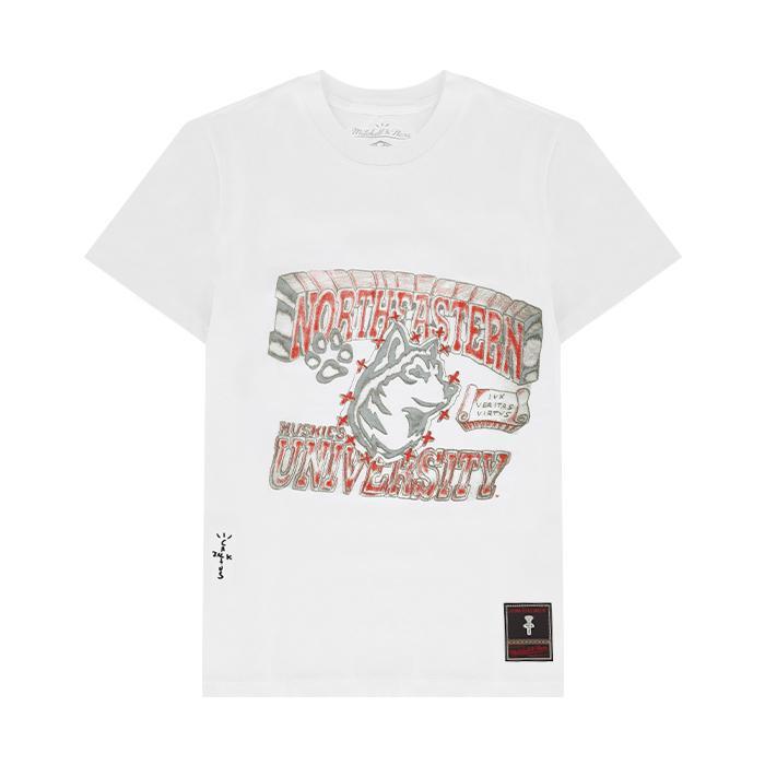 CACTUS JACK / カクタスジャック トラビス スコット × ミッチェル アンド ネス ノースイースタン ハスキー ハンド ドローン Tシャツ メンズ 半袖 401northeastern