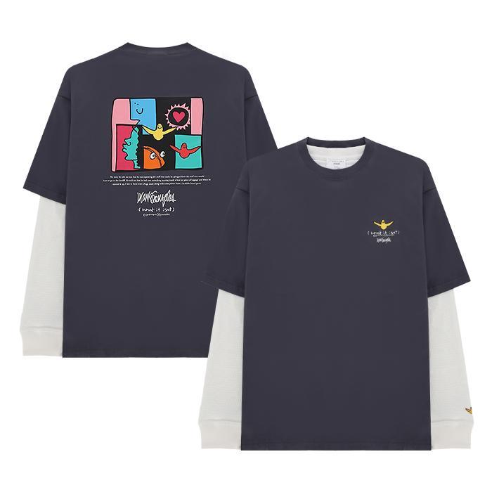 What it isNt ART BY MARKGONZALES / ワットイットイズント アート バイ マークゴンザレス ロゴ レイヤード ロンT メンズ 長袖 4022h764313