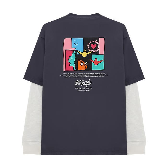 What it isNt ART BY MARKGONZALES / ワットイットイズント アート バイ マークゴンザレス ロゴ レイヤード ロンT メンズ 長袖 4022h764313