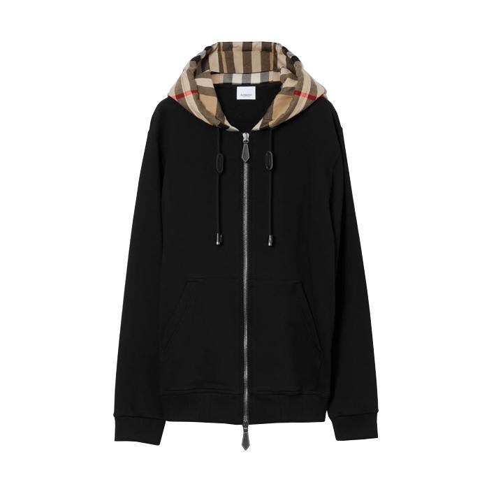 BURBERRY / バーバリー チェック フード コットン ジップ フーディー メンズ 長袖