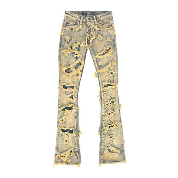 VALABASAS / ヴァラバサス ダーティー ヴィンテージ ウォッシュ スタック フレア ジーンズ vlbs6602