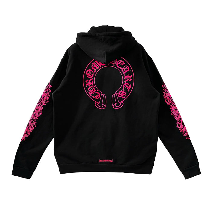 CHROME HEARTS Floral Cross Horseshoe Zip Up Hoodie Size L CHROME