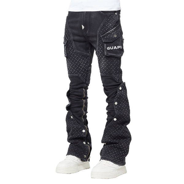 GUAPI / グアピ ヴィンテージ ブラック スティール プレート デニム パンツ vtgbksteelplate