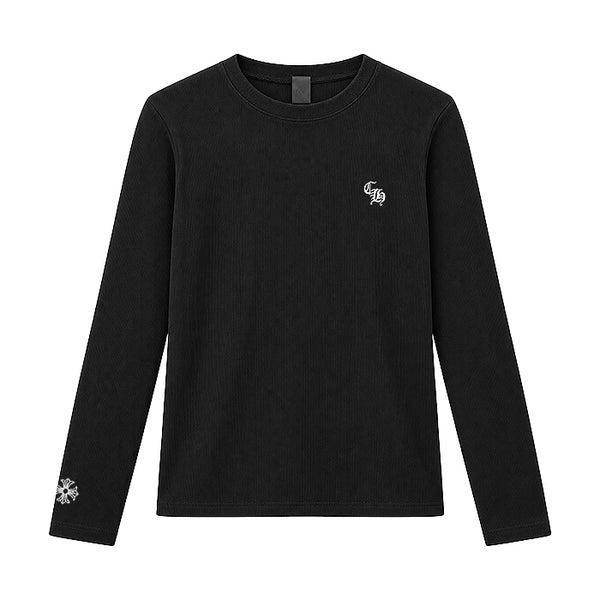 CHROME HEARTS / クロムハーツ ワイノット CHプラス エンブロイダリー レーヨン ロングスリーブ Tシャツ レディース ynotembrltl