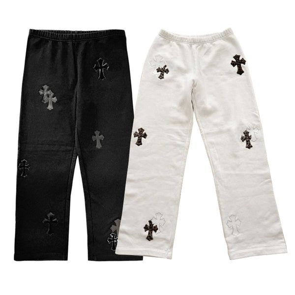 CHROME HEARTS / クロムハーツ Y ノットマルチ レザー クロス パッチ スウェット ロング パンツ ynotmulticrsspt