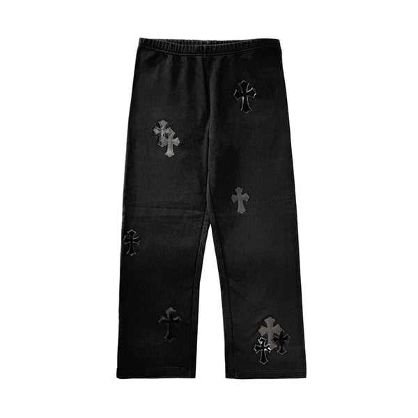 CHROME HEARTS / クロムハーツ Y ノットマルチ レザー クロス パッチ スウェット ロング パンツ ynotmulticrsspt